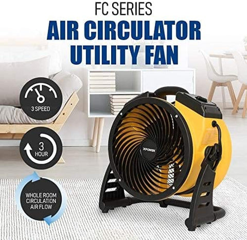 Image of XPOWER FC-100 Multipurpose 11” Pro Air Circulator, Carpet Dryer, Floor Fan