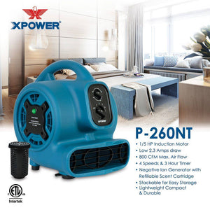 XPOWER Freshen Aire P-260NT 1/5 HP 4 Speed Scented Air Mover with Ionizer