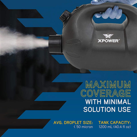 Image of XPOWER F-16B ULV Battery Powered Cold Fogger, Cordless Fogging Machine, Black