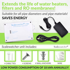 ScaleWatcher 3 Electronic Water Softener Conditioner - Anti Rust and Scale treatment system