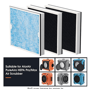 AlorAir 3 Pack HEPA Carbon Filter Replacement Set for PureAiro HEPA Pro/Max Air Scrubber Models - 770, 870, 970