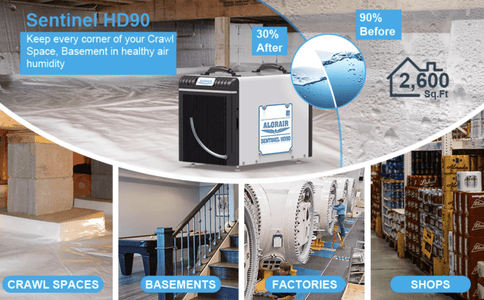 AlorAir HD90 90 pint Dehumidifier for Basement and Crawl Space