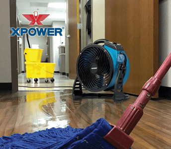 XPOWER X-34AR Industrial Axial Air Mover, Blower, Fan with Build-in Power Outlets for Water Damage Restoration, Home and Plumbing Use