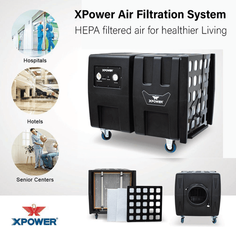 Image of XPOWER AP-2000 Air Filtration System 2,000 sq ft coverage - commercial ductable/portable HEPA