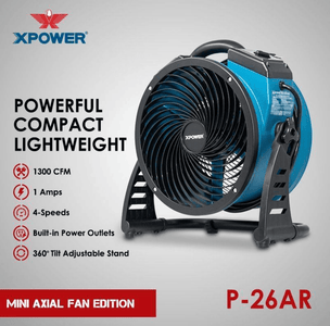 XPOWER P-26AR Industrial Axial Air Mover- Carpet Dryer/Floor Fan/Utility Blower